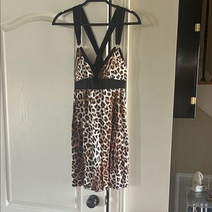 Guess Leopard Print Top with Black Accents